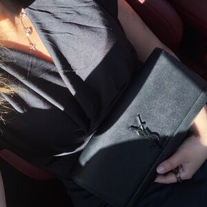YSL Kate All Black Medium Clutch Crossbody Bag